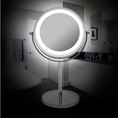 7 Inch LED Makeup Mirror With Light 360 Degree Rotating Double-Sided Lighted Mirror Portable Magnifying Vanity Mirror Espejo