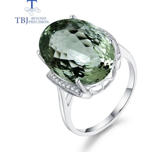 TBJ,Natural gemstone big green amethyst oval 13*18mm birds nest cut ring 925 sterling silver fine jewelry for girls best gift