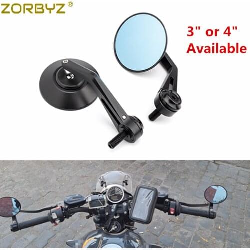 ZORBYZ 3" 4" Motorcycle Black CNC Round Handlebar End Side Mirror 12mm Bolt-on For BMW R nineT Scrambler Urban HP4 S1000R