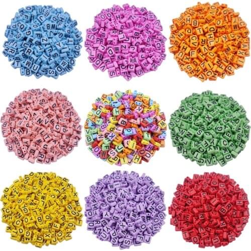 40Pcs 9*8mm Square Letter Double Hole Beads DIY Jewelry Making Finding Charms Necklace Bracelet Pendant