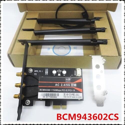 BCM943602CS 1300Mbps Dual Band 802.11AC Desktop PCI-E Wireless Card PC wifi Adapter Bluetooth 4.1