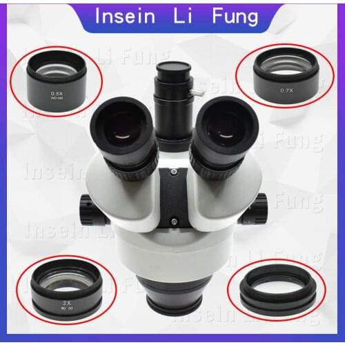 0.5X 0.7X 2X WD30 WD100 WD130 WD165 Binocular Trinocular Microscope Stereo Microscope Auxiliary Objective Lens Barlow Lens