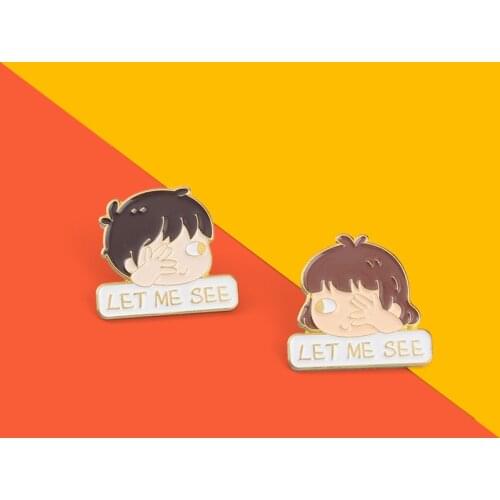"Let Me See" Cute grimace Boy Girl Enamel Pin Brooches for Women Men Bag Hat Backpack Adorable Accessories Gift for Friends