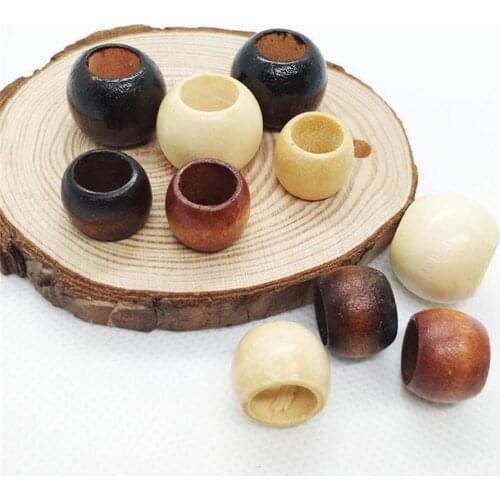 16/20/25mm Big Hole Natural Wood Beads Brown Black Loose Round Balls Wooden Charms Handmade DIY Bag Necklace Jewelry Making 20Pc