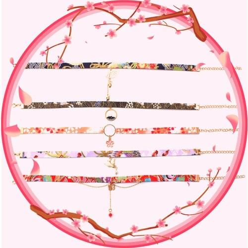 1 PC Fabric Zephyr Series Choker Necklace For Women Jewelry Pale Lilac Swallow Bird Flower Imitation Pearl 30cm(11 6/8") long