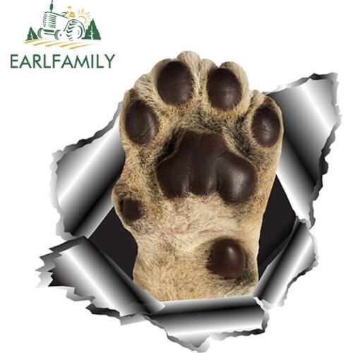 EARLFAMILY 13cm x 12.9cm Funny Dog Paw Car Sticker Torn Metal Paw Print Decal Car Accessories Reflective Sticker 3D Car Styling