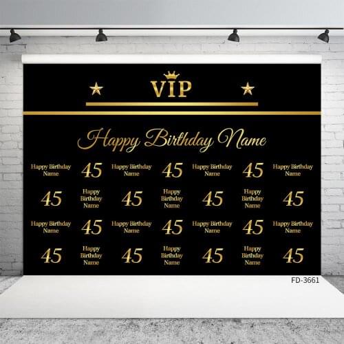 Crown VIP Photographic Backgrounds Computer Printed Prom Photocall Backdrop Photo Studio for 45 Happy Birthday Party Photophone