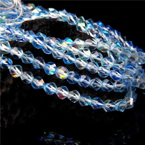 Faceted Transparent Blue Austrian Crystal Beads for Jewelry Making Diy Accessories Glitter MoonStone Glass Spacer Bead Wholesale