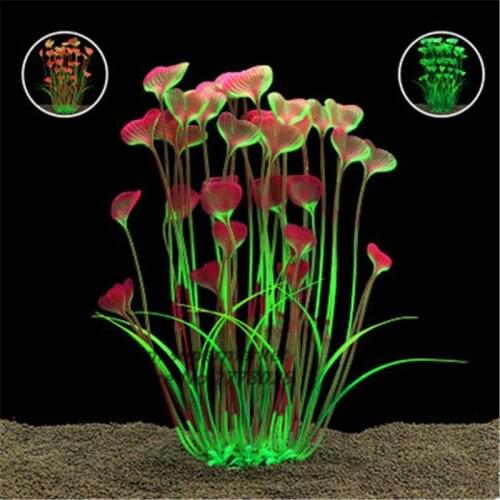HONGYI 1 piece plastic simulation plant fish tank landscaping water grass aquarium decoration plant crafts green pink claret