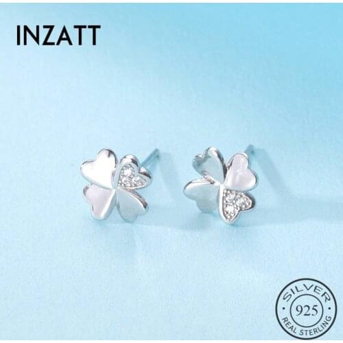 INZATT Real 925 Sterling Silver Zircon Flower Stud Earring For fashion Women part Cute Fine Jewelry minimalist Accessories Gift