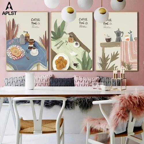 Coffee Art Posters Kitchen Decor Prints Dessert Painting Canvas Picture Life Quote Artwork Bar Dinning Room Decals Decoration
