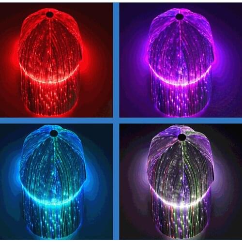 Led Fiber Optic Luminous Cap Bar Jump Luminous Baseball Cap Hip-hop Couple Flash Cap