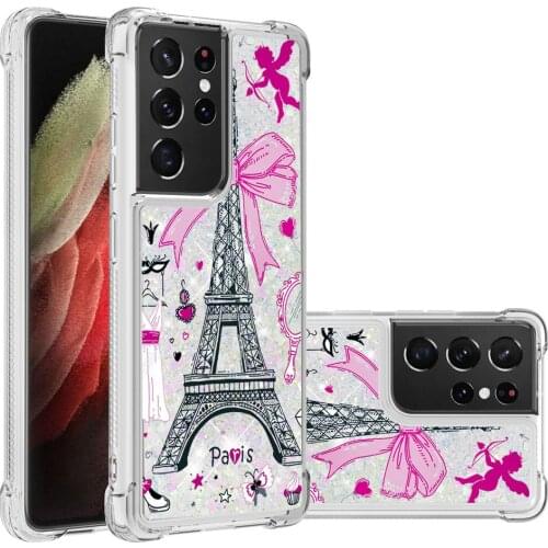 Cute Painted Quicksand Glitter Case For Samsung Galaxy S21 Ultra Shockproof TPU Bumper Soft Phone Cover For Galaxy S21+ Cases