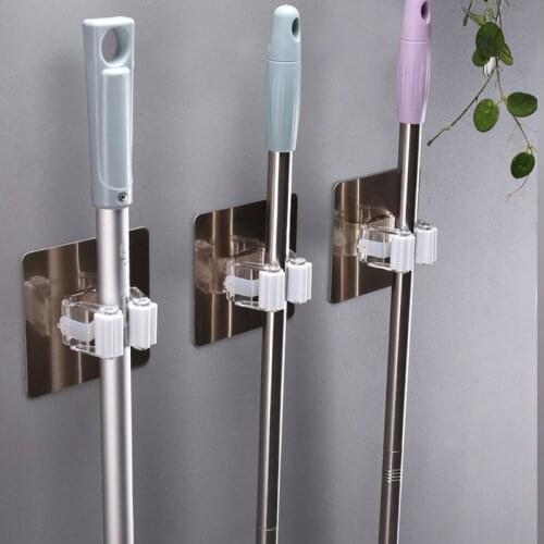 Multi-function Mop Hook Wall Mounted Mop Organizer Holder Brush Broom Hanger Storage Rack Bathroom Hanger Hook Household Tool