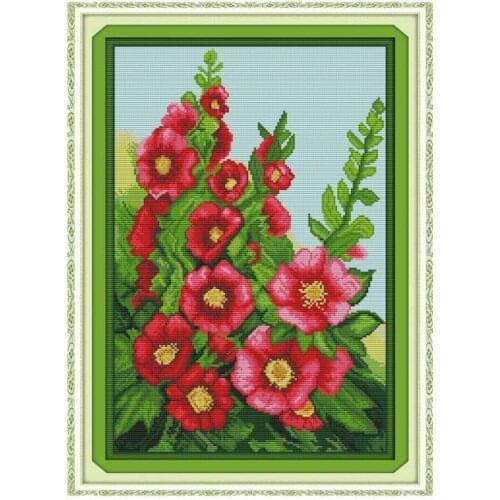 Malvie flowers cross stitch kit DMC color cotton thread 14ct 11ct count print canvas stitches embroidery DIY handmade needlework