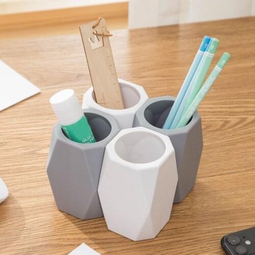 Desk Office Organizer Accessories Silicone Pen Holder Pencil Stand Desktop Storage Case Box Stationery Set Gifts for Students