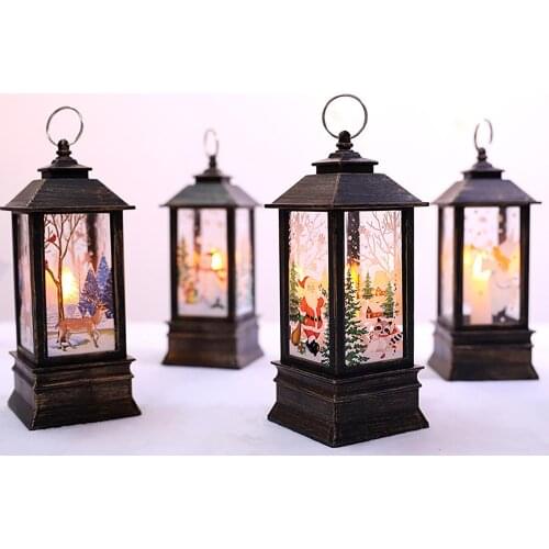 2021 new Christmas LED Simulation Light Oil Lamp Xmas Candle Night Light Hanging Ornament Craft Christmas Garden Lanterns