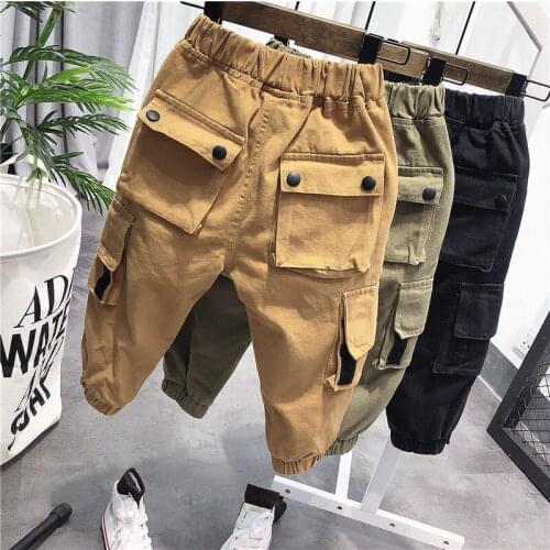 2 3 4 5 6 Years Toddler Boys Pants Casual Korean Harem Pants For Boy Kids Pants Loose Big Pocket Spring Autumn Trousers New