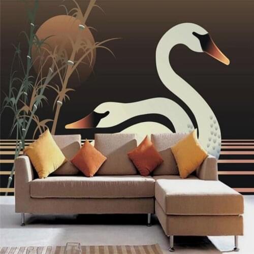 Lake water moon TV sofa living room wall professional production mural factory wholesale wallpaper mural poster photo wall