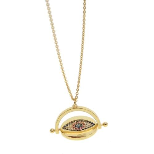 Moving charm Gold Sequins Necklace Disco Layers,Boho engraved cz eye Necklace, Beach Jewelry
