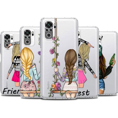 Girls Bff Best Friends Forever Pink Clear Case For Redmi Note 10 9 9S 9T 8 8T 7 Pro Max 5G 9 9C 9i 9A 9T Prime Power Capa Fundas
