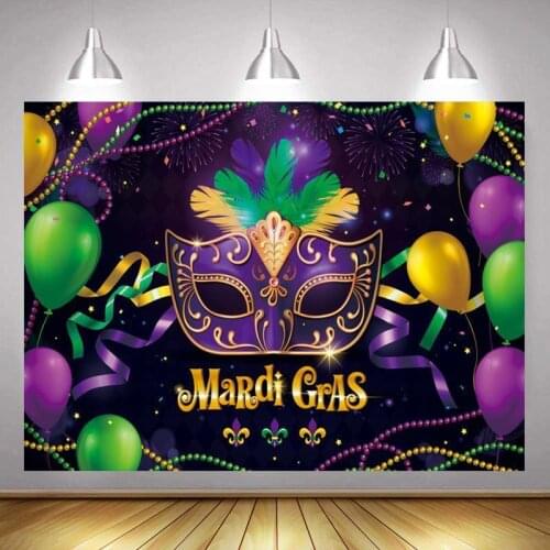 Purple Mask Balloon Goddess Masquerade Ball Backdrop Carnival Party Venue Decoration Studio Photography Background Cloth