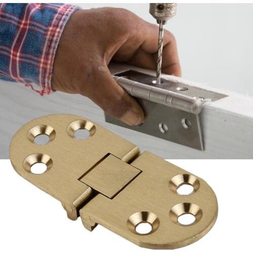 Folding Desk Hinge Round Edge Semicircle Anti Rust Copper Flip Top Hinge with Screws Sewing Machine Table Wardrobe Hinges