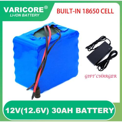 VariCore 12V 30Ah 3S12P 11.1V 12.6V High-power Lithium Battery Pack for Inverter Xenon Lamp Solar Street +12.6V 3A Charger