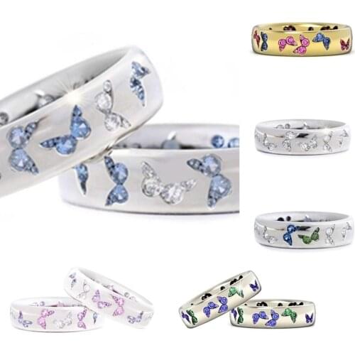 Vintage Unadjustable Cubic Zirconia Butterfly Rings Silver Color Gold Color For Women Friendship Birthdays Gifts, 1 Piece