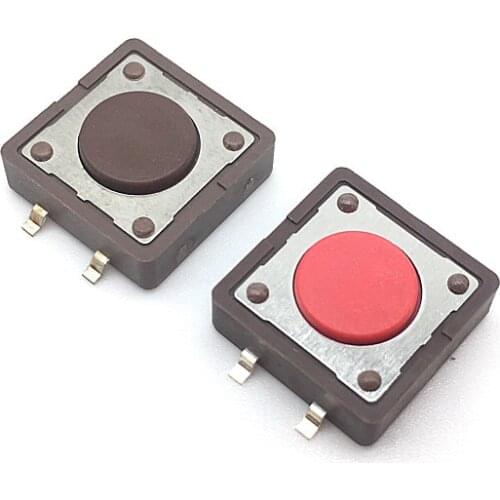 High Quality 10pcs/lot 12x12x4.3mm Tactile Tact Push Button Switch SMD 4pin Micro switch 12*12*4.3MM DTSM-2 Brown Red Button