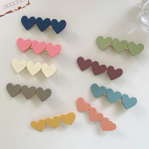 New Korean Version Of Woman Headwear Hairpin Ins Girls Acrylic Peach Heart Duckbill Bangs Clip Hair Accessories For Woman