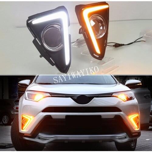 Yellow Turn Signal Function 12V Car DRL Lamp LED Daytime Running Light Daylight For Toyota RAV4 RAV 4 2016 2017 2018