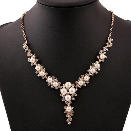 Women Fashion Clavicular Charms Faux Pearl Pendant Necklace Wedding Party Gift bridal jewelry Gift