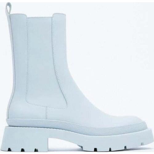 ZA new womens boots wave thick-soled fashion short boots IN trend Eye-catching skyblue women Ankle Boots