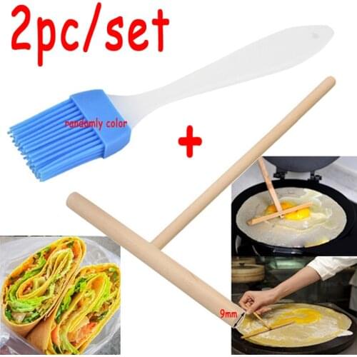 1Set Chinese Specialty Crepe Maker Pancake Batter Wooden Spreader Stick Home Kitchen Tool Restaurant Canteen Specially Supplies