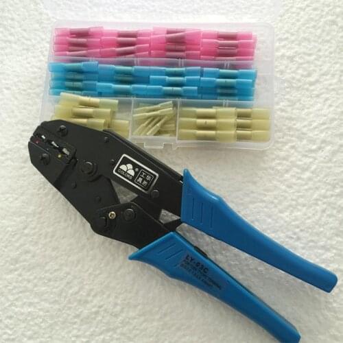 1 Box of Assorted Heatshrink Terminals Butt Connectors *QTY 128* +one 0.5-6mm2 crimping plier hands tool Free Shipping