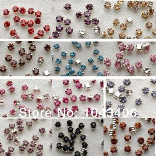 1440pcs/lot 4mm Sewing crystal beads strass Rhinestone With Silver Claw Setting,shoe/bag/garment accessories