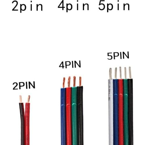 2pin 4pin 5pin Wires Lighting Accessories for Single Color / RGB / RGBW LED Strip Connection,1m/lot