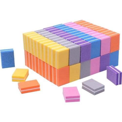 50pcs Mini Sponge Nail File Colorful Nail Buffer Double Sided UV Gel Polish Cuticle Remover Emery Board Files Manicure Makeup