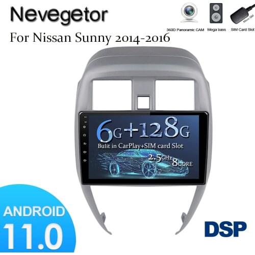 6G 128G 8Core Android 10 360 Panorama Car Radio GPS Navigation SPDIF 4G Car DVD Player for Nissan Sunny 2014 2015 2016