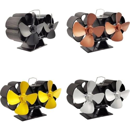 8-Blade Auto-sensing Fireplace Fan Double-ended Fireplace Fan Chimney Duct Fan for Wood Log Burner Fireplace Increases