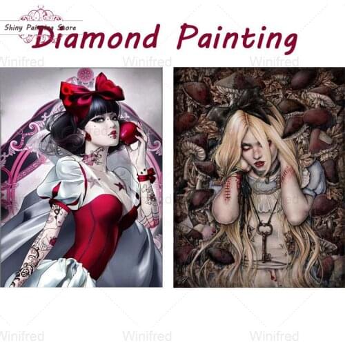 5D DIY Diamond Painting Cool Tattoos Girl Princess Portrait Full Drill Diamond Embroidery Comics Woman Painting Cross Stitch Kit