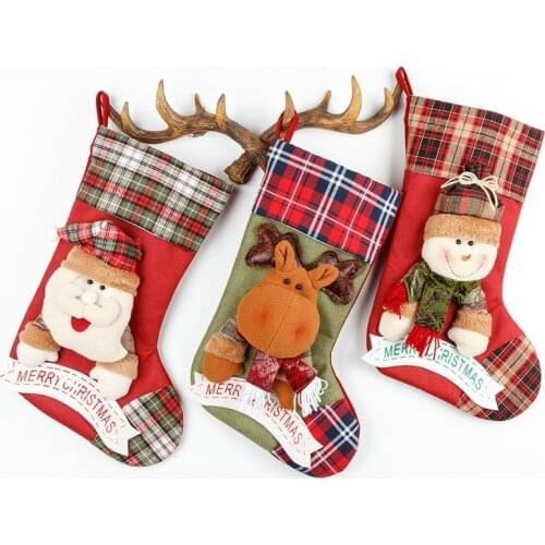 Large Christmas Socks Xmas Gift Bags Fireplace Decoration Christmas Tree Ornaments Socks New Year Candy Bag Decor For Home