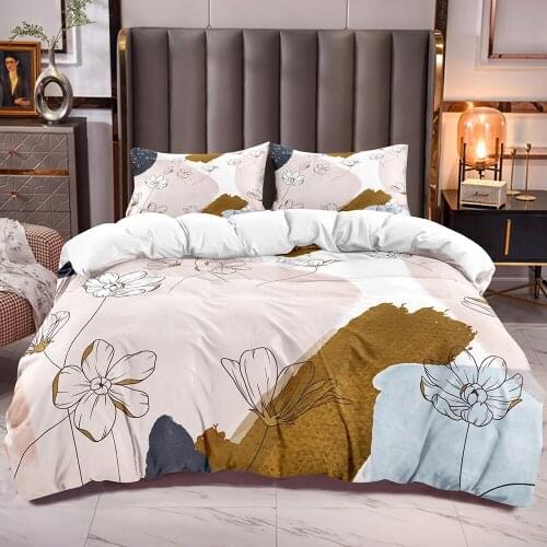 Floral Bedding Duvet Cover with Flowers Print Botanical Comforter Cover with Zipper Closure White Reverse