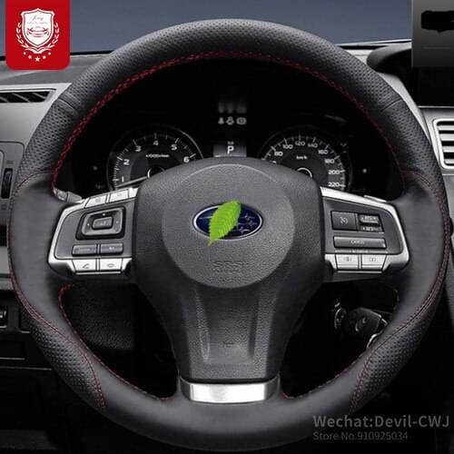 DIY hand-sewn car steering wheel cover for Subaru BRZ New Forester XV New Outback LEVORG Legacy WRX leather Grip Cover Car goods