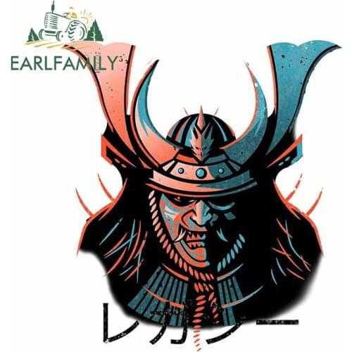 EARLFAMILY 13cm x 11.4cm for Cool Oil Samurai Car Stickers Windows Cartoon Decal Surfboard Occlusion Scratch Motorcycle Graphics