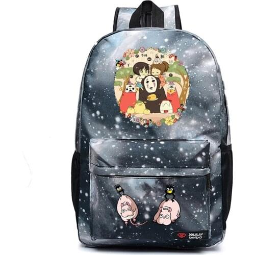 Anime Spirited Away Canvas Backpack Teenger Packsack Schoolbag Casual High Quality Unisex Student Travel Laptop Bag