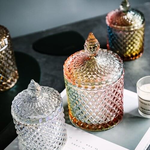 Nordic Style Crystal Glass Sugar Bowl Storage Jar Jewelry Jar Decoration Ornaments Candy Jar Soft