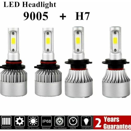 Krator 4PCS 9005 H7 LED Headligh Conversion Kits High Power 72W 6500k 12V All in one