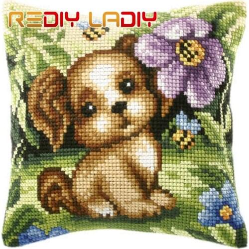 Cross Stitch Cushion Cover Dog Cat Mouse Sofa Pillow DIY Chunky Cross-Stitch Kits 100% Acrylic Yarn Pillow Case Hobby & Crafts